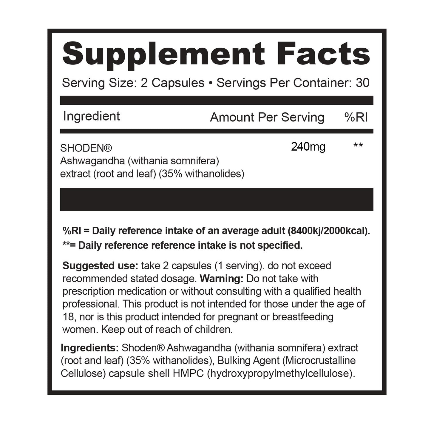 Shoden Ashwagandha - 60 Capsules